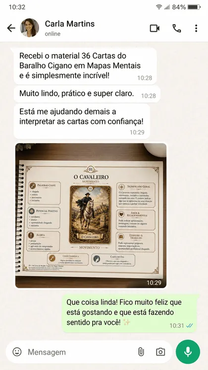 Print de conversa no WhatsApp com depoimento de aluna 1