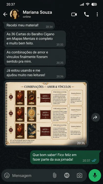 Print de conversa no WhatsApp com depoimento de aluna 2