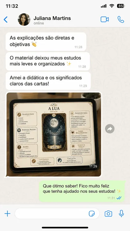 Print de conversa no WhatsApp com depoimento de aluna 5