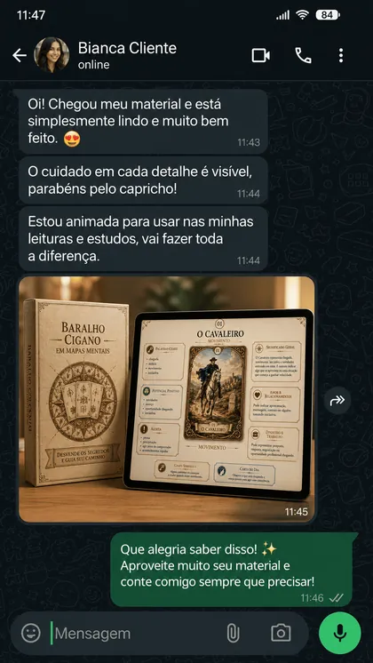 Print de conversa no WhatsApp com depoimento de aluna 7