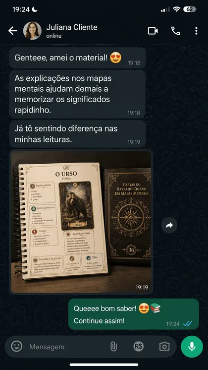 Print de conversa no WhatsApp com depoimento de aluna 9
