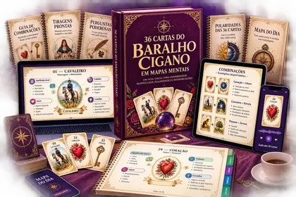 Mockup completo do material Premium com livro, cards, bônus e acesso nos dispositivos